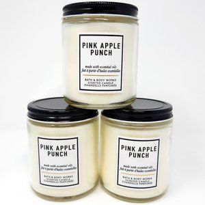 Pink Apple Punch Single Wick Candles, Set of 3, 7 oz each, Bath & Body Works New